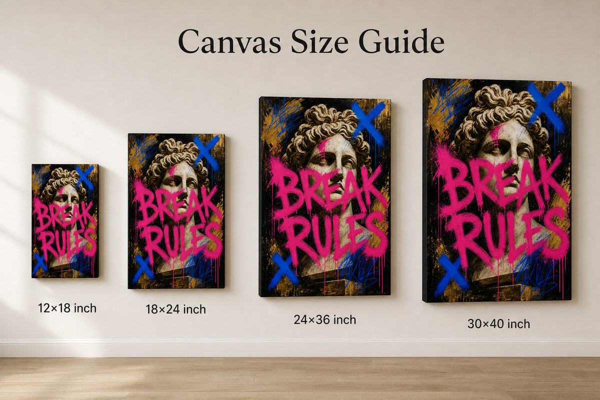Break Rules Sculpture Urban Graffiti Oil Canvas Wall Art - 08_size_comparison
