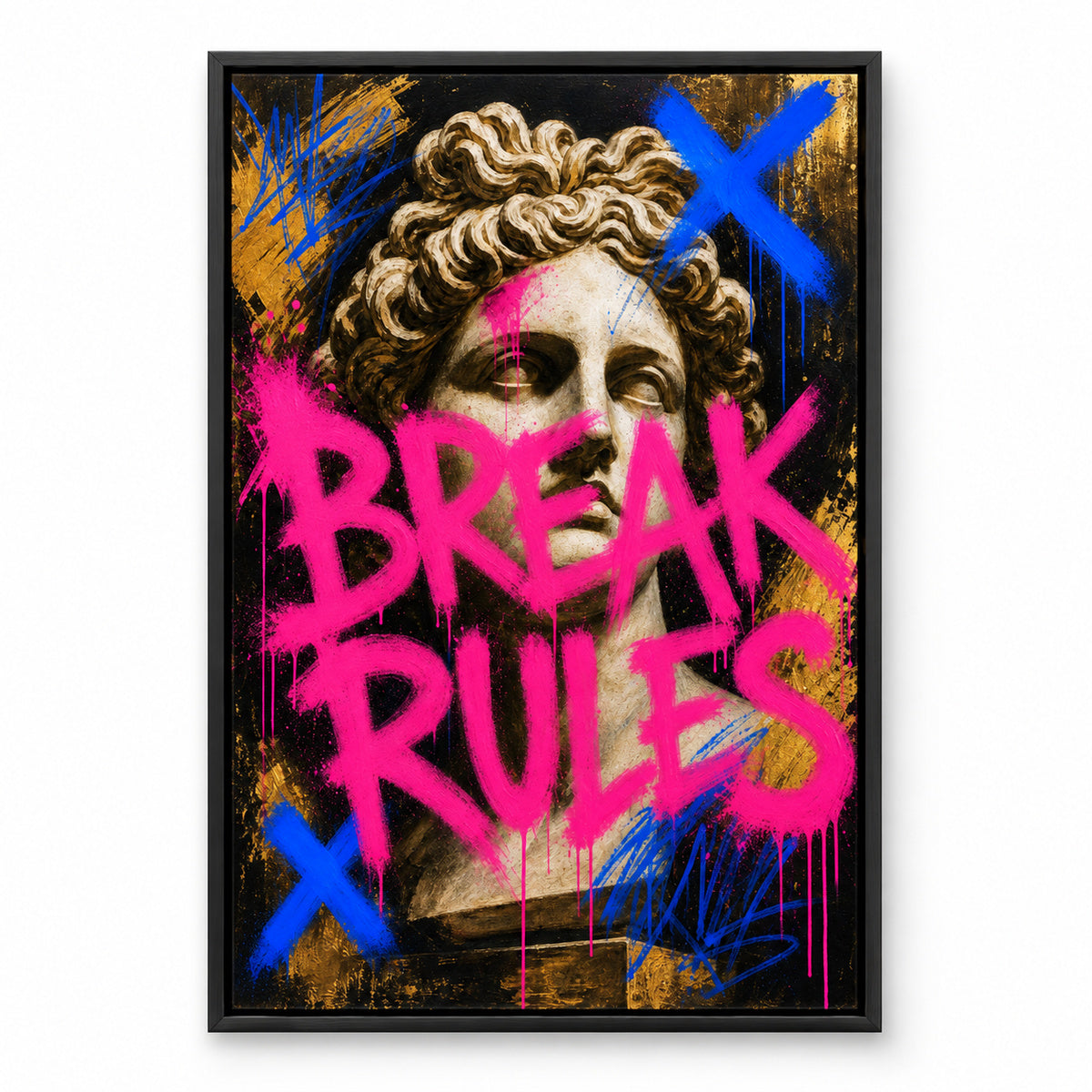 Break Rules Sculpture Urban Graffiti Oil Canvas Wall Art | black_sku