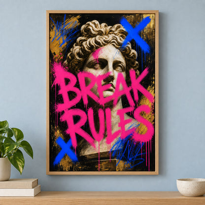 Break Rules Sculpture Urban Graffiti Oil Canvas Wall Art | brown_independent_close