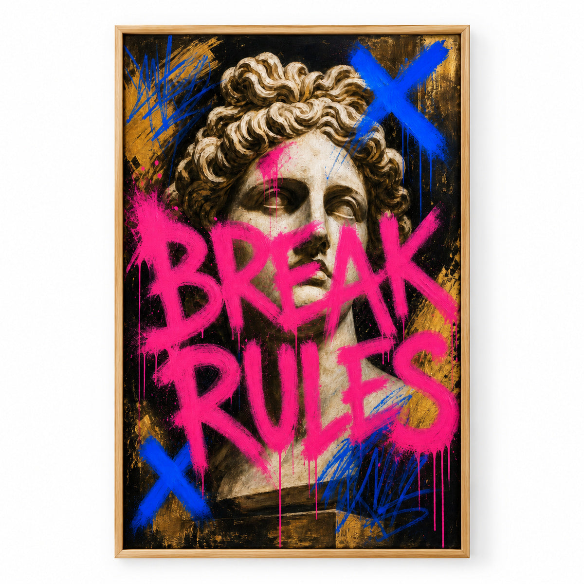 Break Rules Sculpture Urban Graffiti Oil Canvas Wall Art | brown_sku