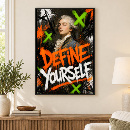 Define Yourself Aristocrat Urban Graffiti Oil Canvas Wall Art | black_independent_close