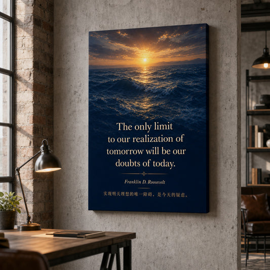 Deep Blue Waves Roosevelt Peak Far Horizon Canvas Wall Art — room scene