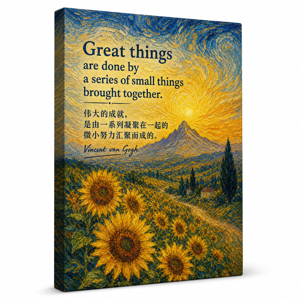 Sunflower Summit Van Gogh Tribute Canvas Wall Art - 01_main_white_left_wrap