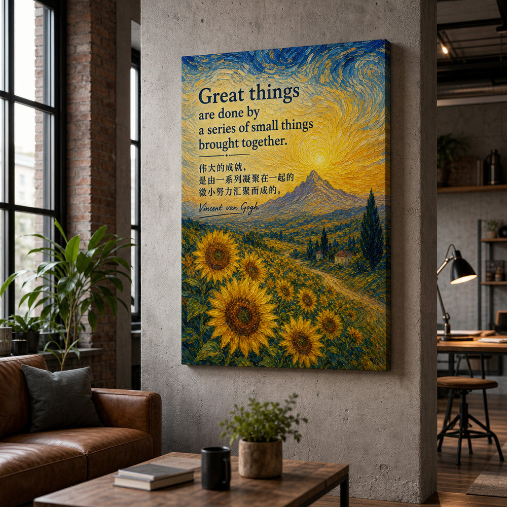 Sunflower Summit Van Gogh Tribute Canvas Wall Art - 02_wall_scene