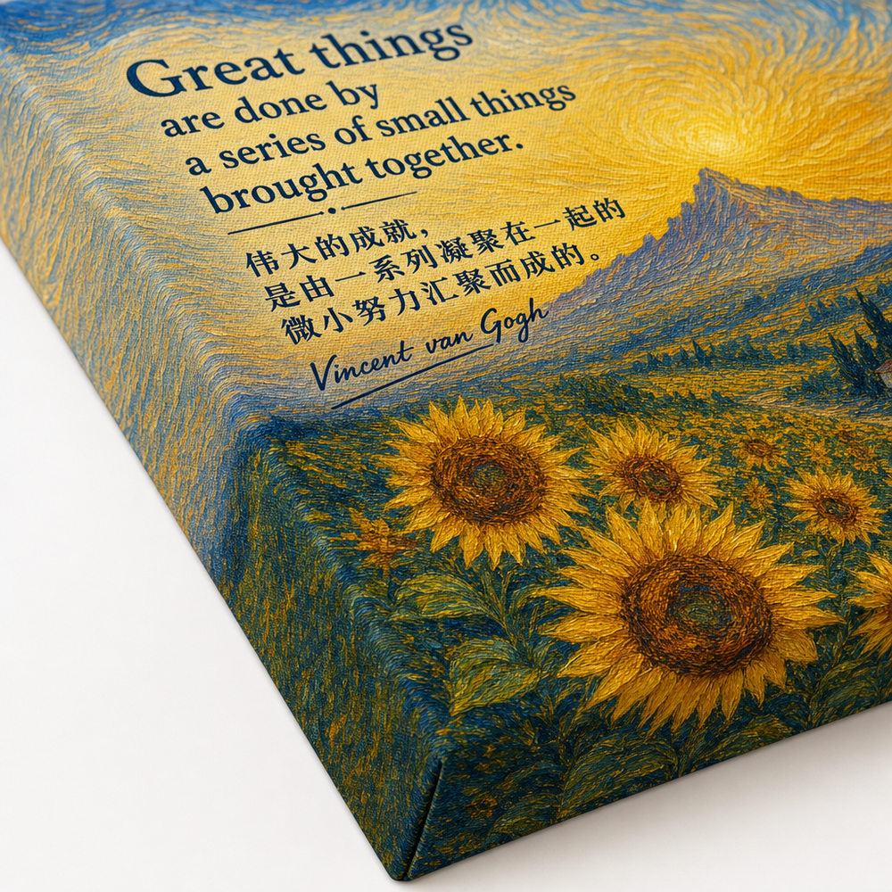Sunflower Summit Van Gogh Tribute Canvas Wall Art - 03_detail_closeup