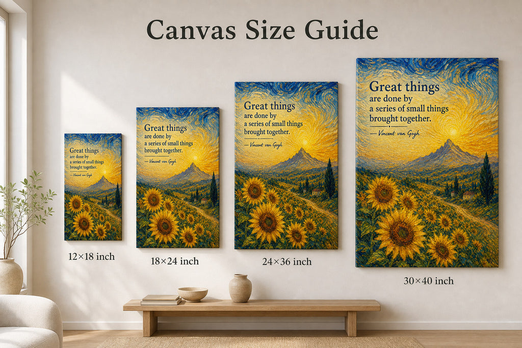 Sunflower Summit Van Gogh Tribute Canvas Wall Art - 08_size_comparison