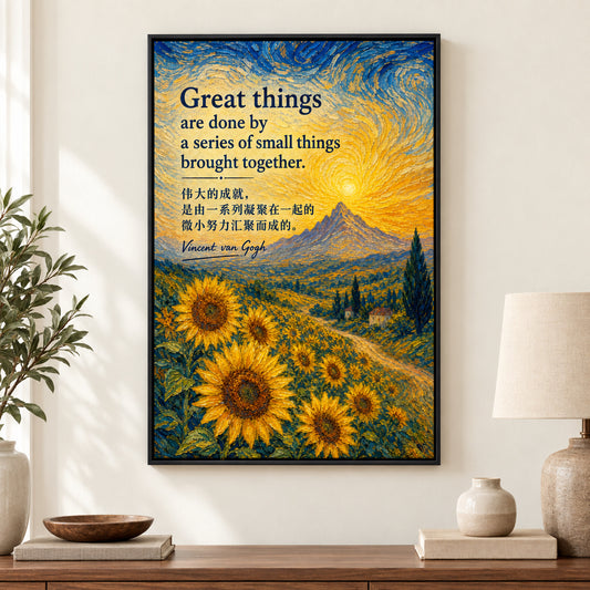 Sunflower Summit Van Gogh Tribute Canvas Wall Art | black_independent_close