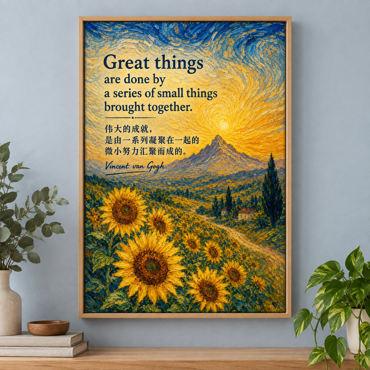 Sunflower Summit Van Gogh Tribute Canvas Wall Art | brown_independent_close