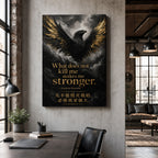 Black Eagle Nietzsche Adversity Resilience Canvas Wall Art - 02_wall_scene