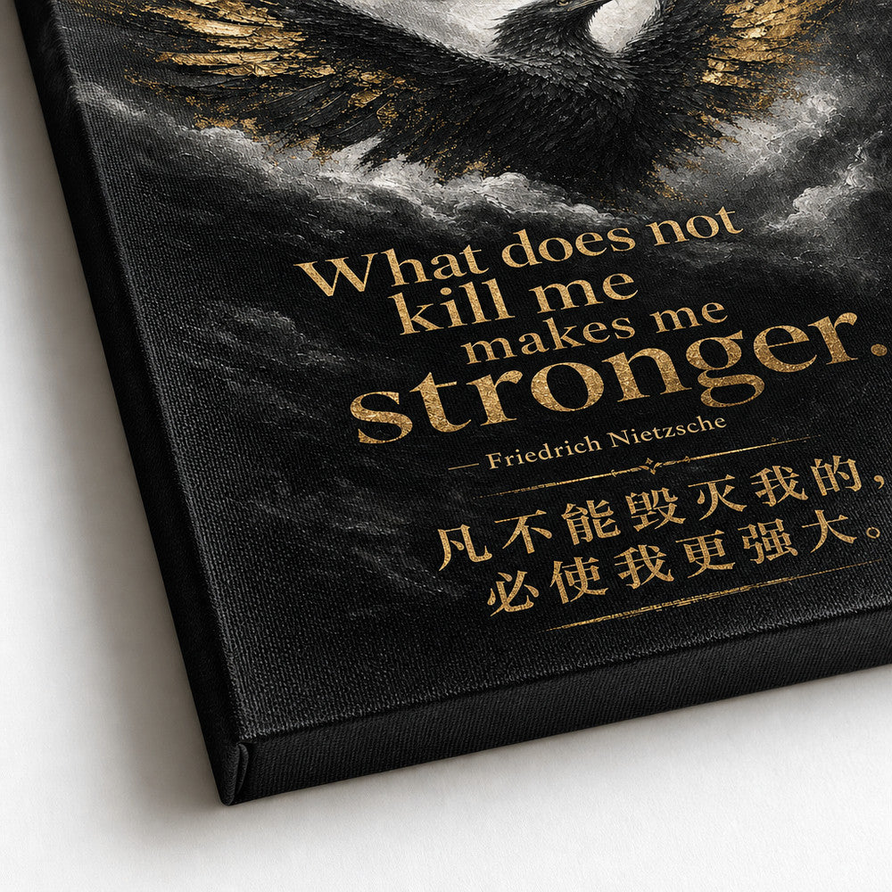 Black Eagle Nietzsche Adversity Resilience Canvas Wall Art - 03_detail_closeup