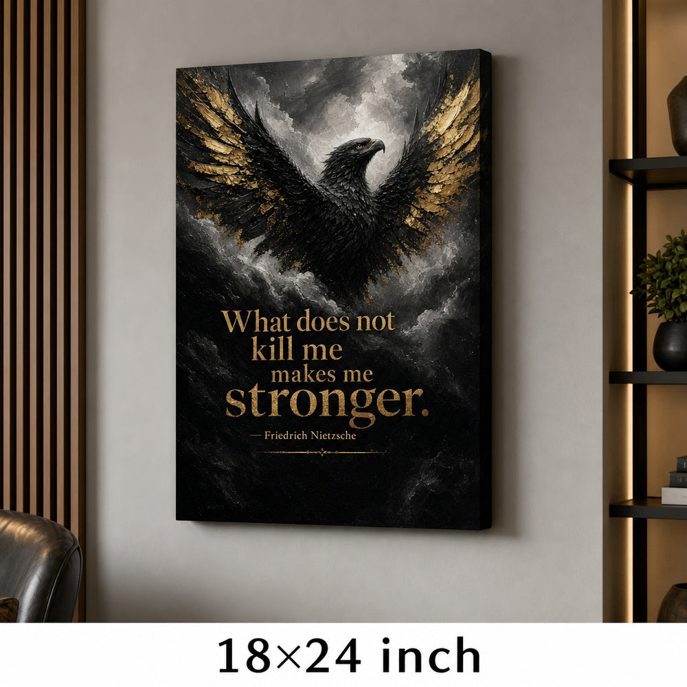 Black Eagle Nietzsche Adversity Resilience Canvas Wall Art - 05_sku_18x24_wall