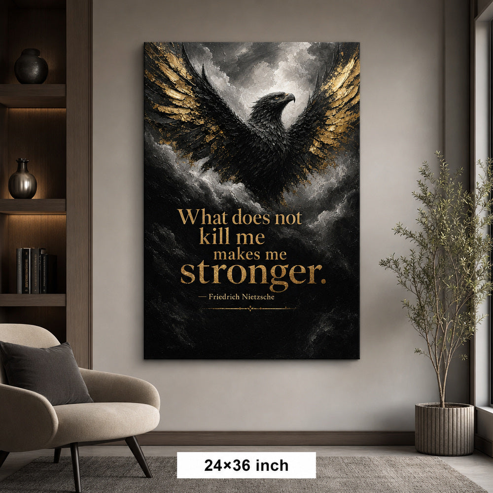 Black Eagle Nietzsche Adversity Resilience Canvas Wall Art - 06_sku_24x36_wall