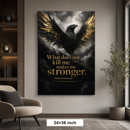 Black Eagle Nietzsche Adversity Resilience Canvas Wall Art - 06_sku_24x36_wall