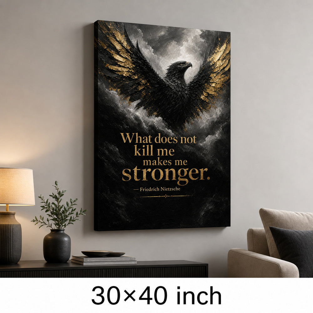 Black Eagle Nietzsche Adversity Resilience Canvas Wall Art - 07_sku_30x40_wall