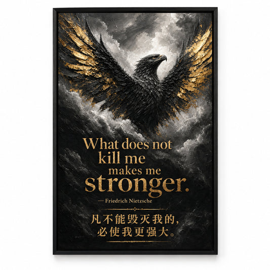 Black Eagle Nietzsche Adversity Resilience Canvas Wall Art | black_sku
