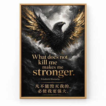 Black Eagle Nietzsche Adversity Resilience Canvas Wall Art | brown_sku