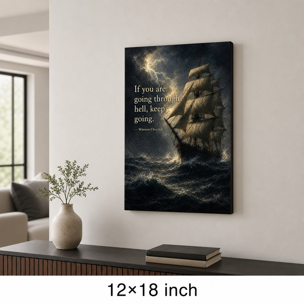 Storm Ship Churchill Adversity Resilience Canvas Wall Art - 04_sku_12x18_wall