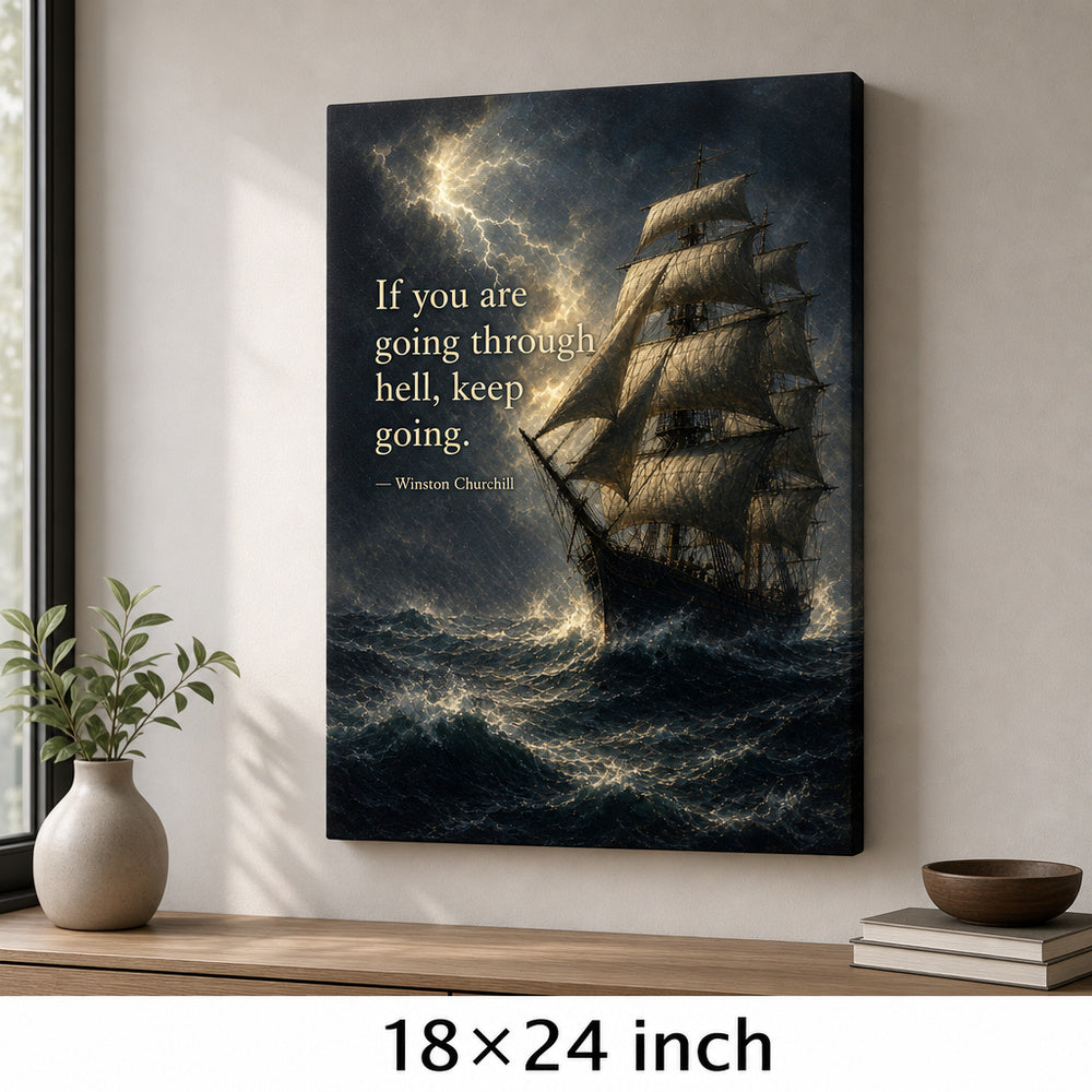 Storm Ship Churchill Adversity Resilience Canvas Wall Art - 05_sku_18x24_wall
