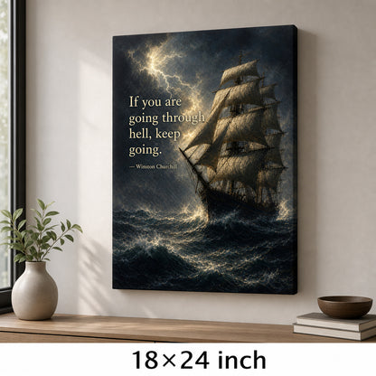Storm Ship Churchill Adversity Resilience Canvas Wall Art - 05_sku_18x24_wall