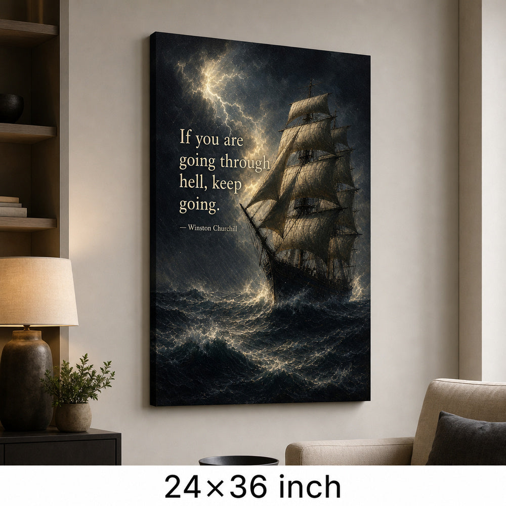 Storm Ship Churchill Adversity Resilience Canvas Wall Art - 06_sku_24x36_wall