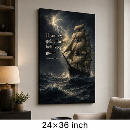 Storm Ship Churchill Adversity Resilience Canvas Wall Art - 06_sku_24x36_wall