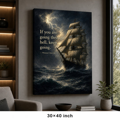 Storm Ship Churchill Adversity Resilience Canvas Wall Art - 07_sku_30x40_wall