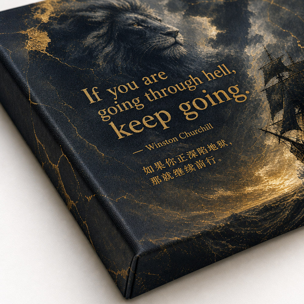 Ship Lion Fusion Churchill Adversity Resilience Canvas Wall Art - 03_detail_closeup
