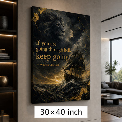Ship Lion Fusion Churchill Adversity Resilience Canvas Wall Art - 07_sku_30x40_wall