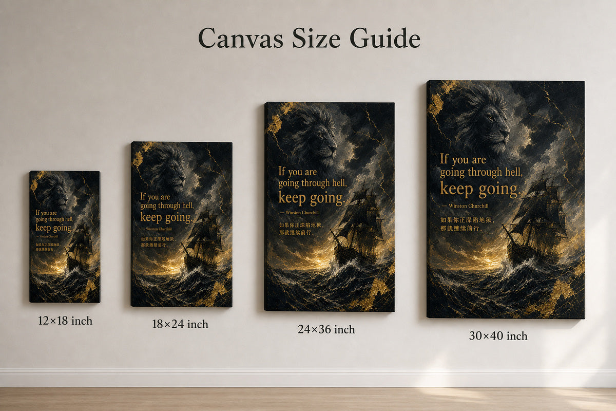 Ship Lion Fusion Churchill Adversity Resilience Canvas Wall Art - 08_size_comparison