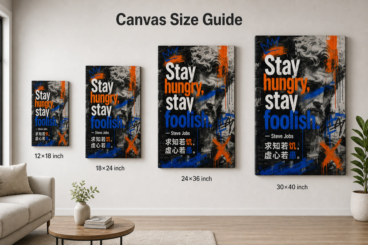 Graffiti Classical Portrait Jobs Canvas Wall Art - 08_size_comparison
