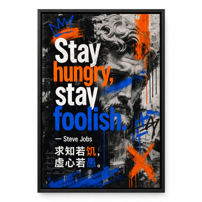 Graffiti Classical Portrait Jobs Focus Action Canvas Wall Art | black_sku