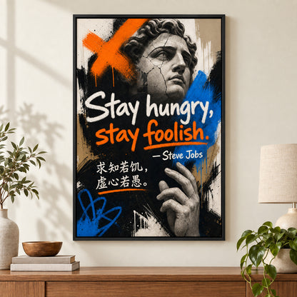 Graffiti Sculpture Jobs Focus Action Canvas Wall Art | black_independent_close