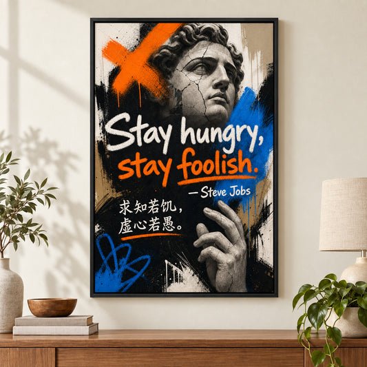 Graffiti Sculpture Jobs Focus Action Canvas Wall Art | black_independent_close
