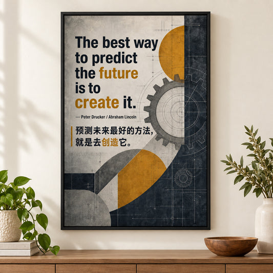 Industrial Mechanical Future Drucker Lincoln Focus Action Canvas Wall Art | black_independent_close