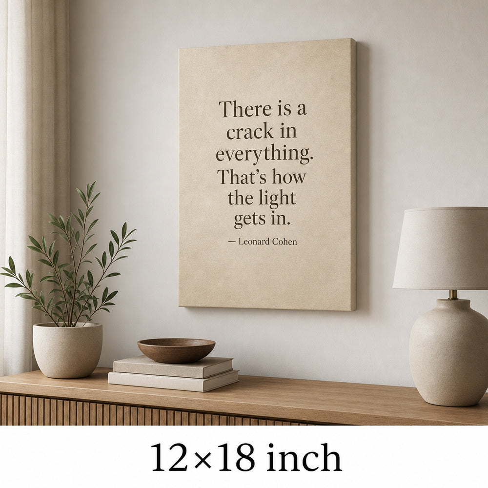 Oatmeal Gold Kintsugi Serif Leonard Cohen Canvas Wall Art - 04_sku_12x18_wall