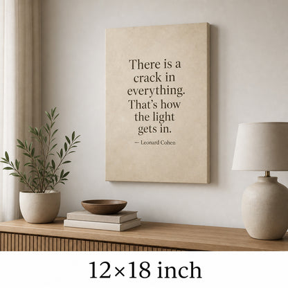 Oatmeal Gold Kintsugi Serif Leonard Cohen Canvas Wall Art - 04_sku_12x18_wall