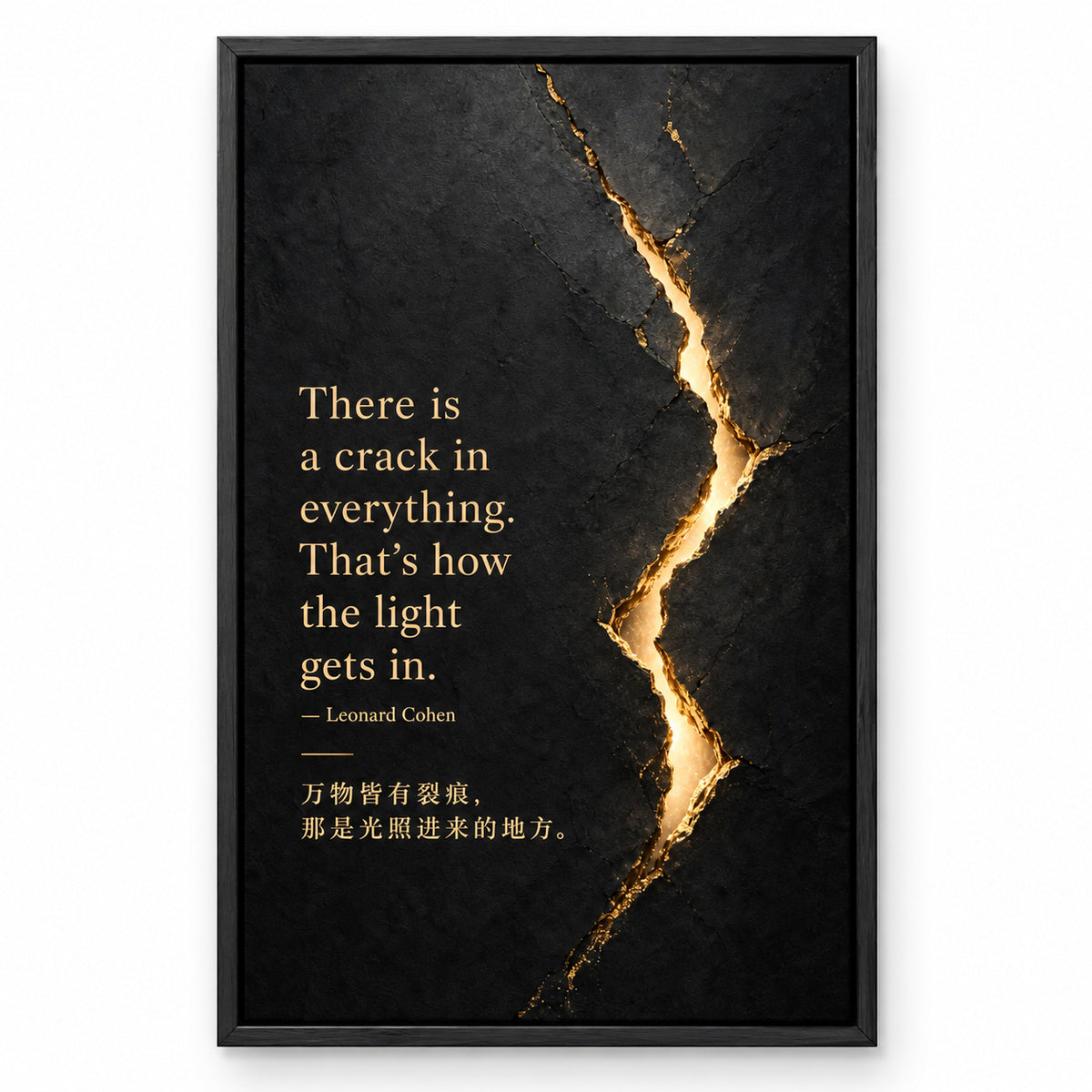 Black Stone Healing Light Leonard Cohen Canvas Wall Art | black_sku