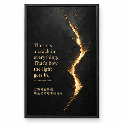Black Stone Healing Light Leonard Cohen Canvas Wall Art | black_sku