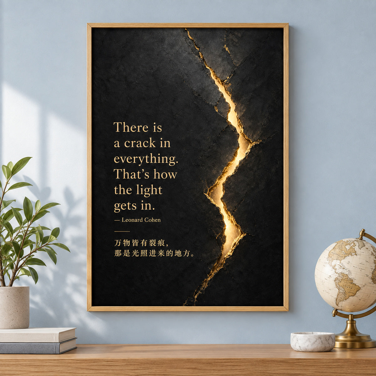Black Stone Healing Light Leonard Cohen Canvas Wall Art | brown_independent_close