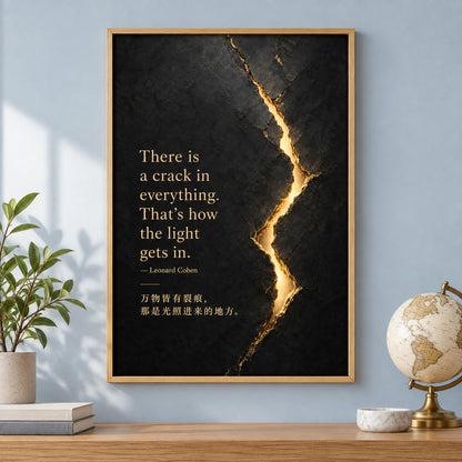 Black Stone Healing Light Leonard Cohen Canvas Wall Art | brown_independent_close