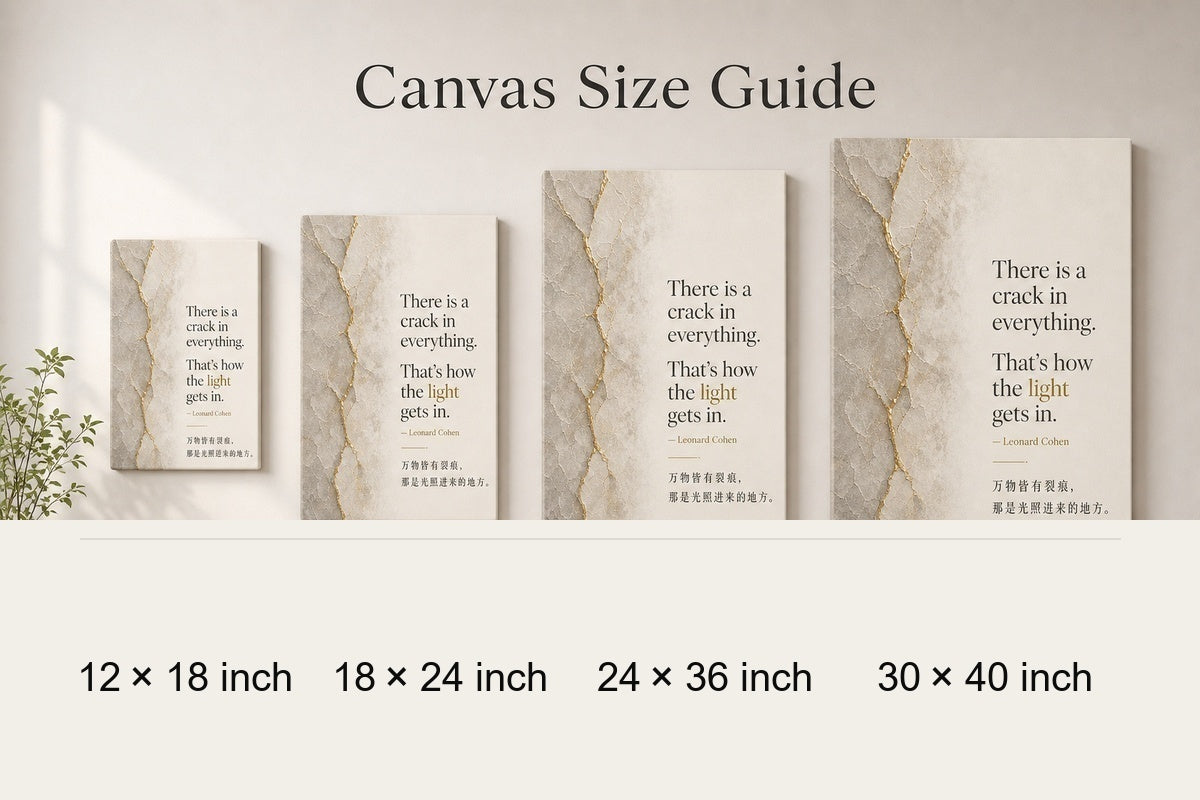 Minimal Gallery Split Layout Leonard Cohen Canvas Wall Art - 08_size_comparison
