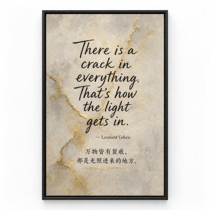 Handwritten Gold Foil Fusion Leonard Cohen Canvas Wall Art | black_sku