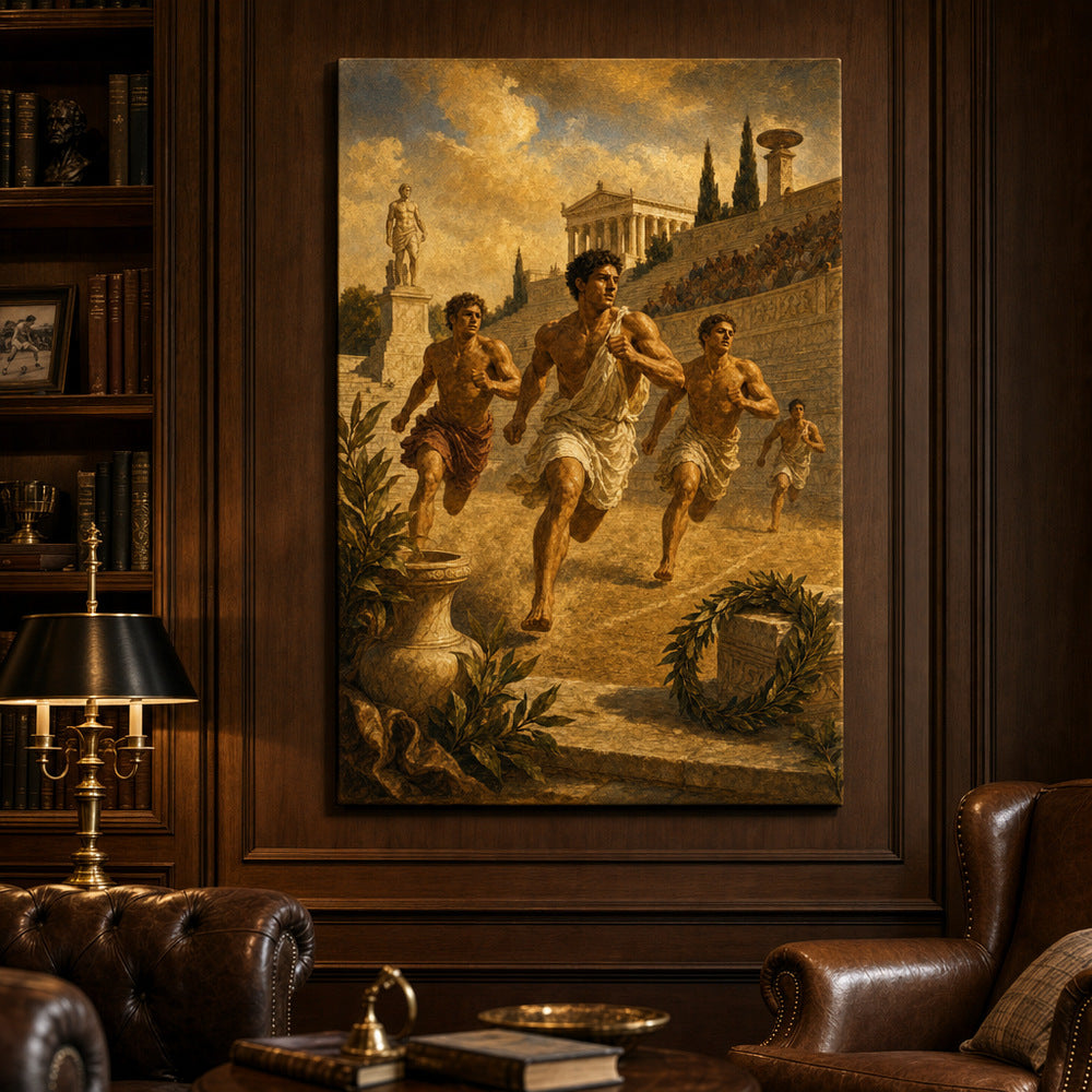 Ancient Greek Runners Classical Sports Oil Painting Canvas Wall Art - 02_wall_scene