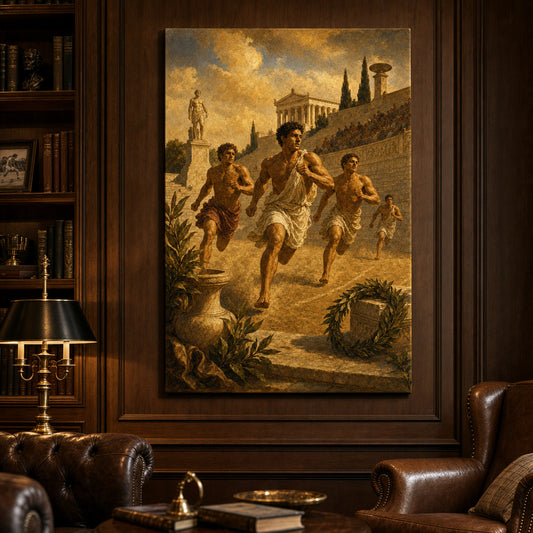 Ancient Greek Runners Classical Sports Oil Painting Canvas Wall Art - 02_wall_scene