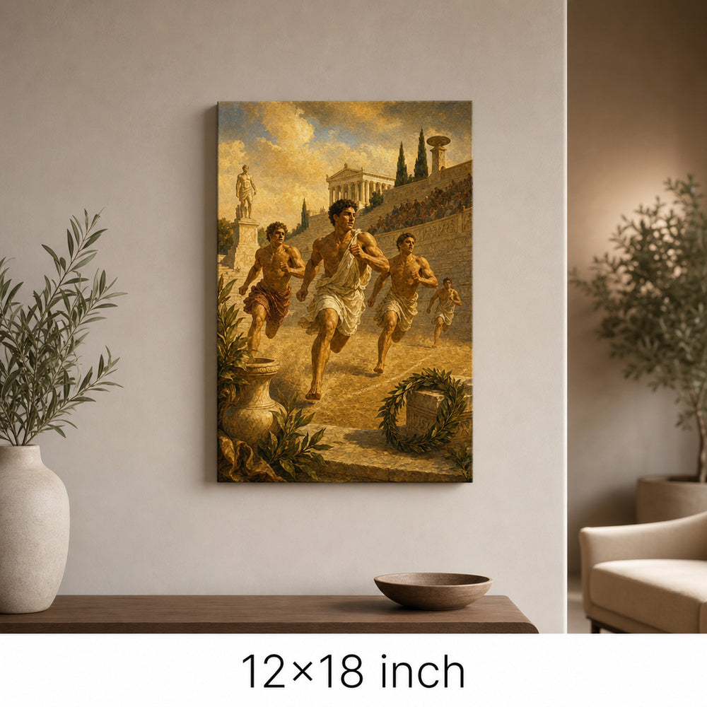 Ancient Greek Runners Classical Sports Oil Painting Canvas Wall Art - 04_sku_12x18_wall