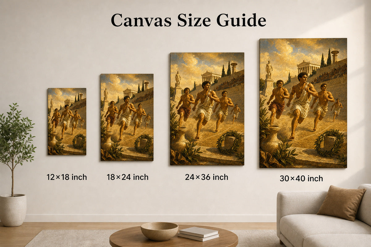 Ancient Greek Runners Classical Sports Oil Painting Canvas Wall Art - 08_size_comparison