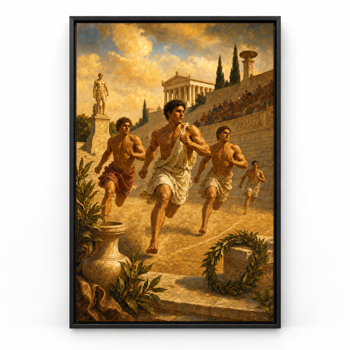 Ancient Greek Runners Classical Sports Oil Painting Canvas Wall Art | black_sku