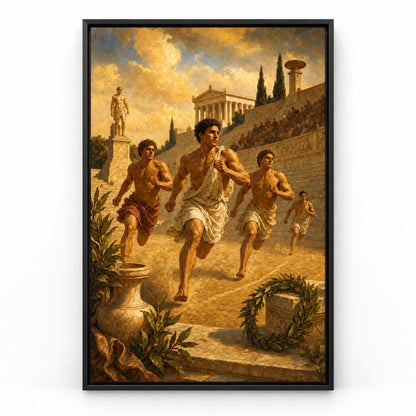 Ancient Greek Runners Classical Sports Oil Painting Canvas Wall Art | black_sku