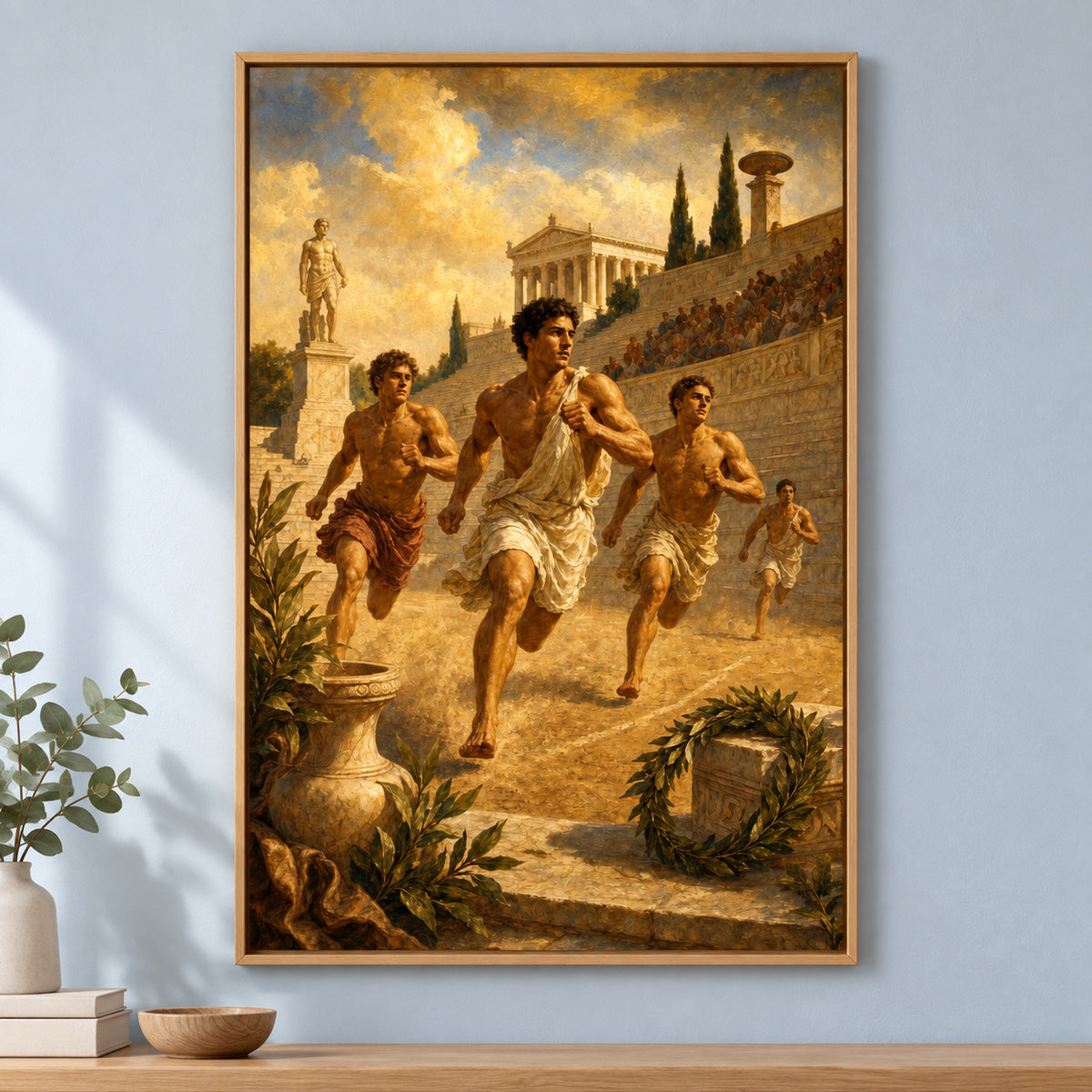 Ancient Greek Runners Classical Sports Oil Painting Canvas Wall Art | brown_independent_close