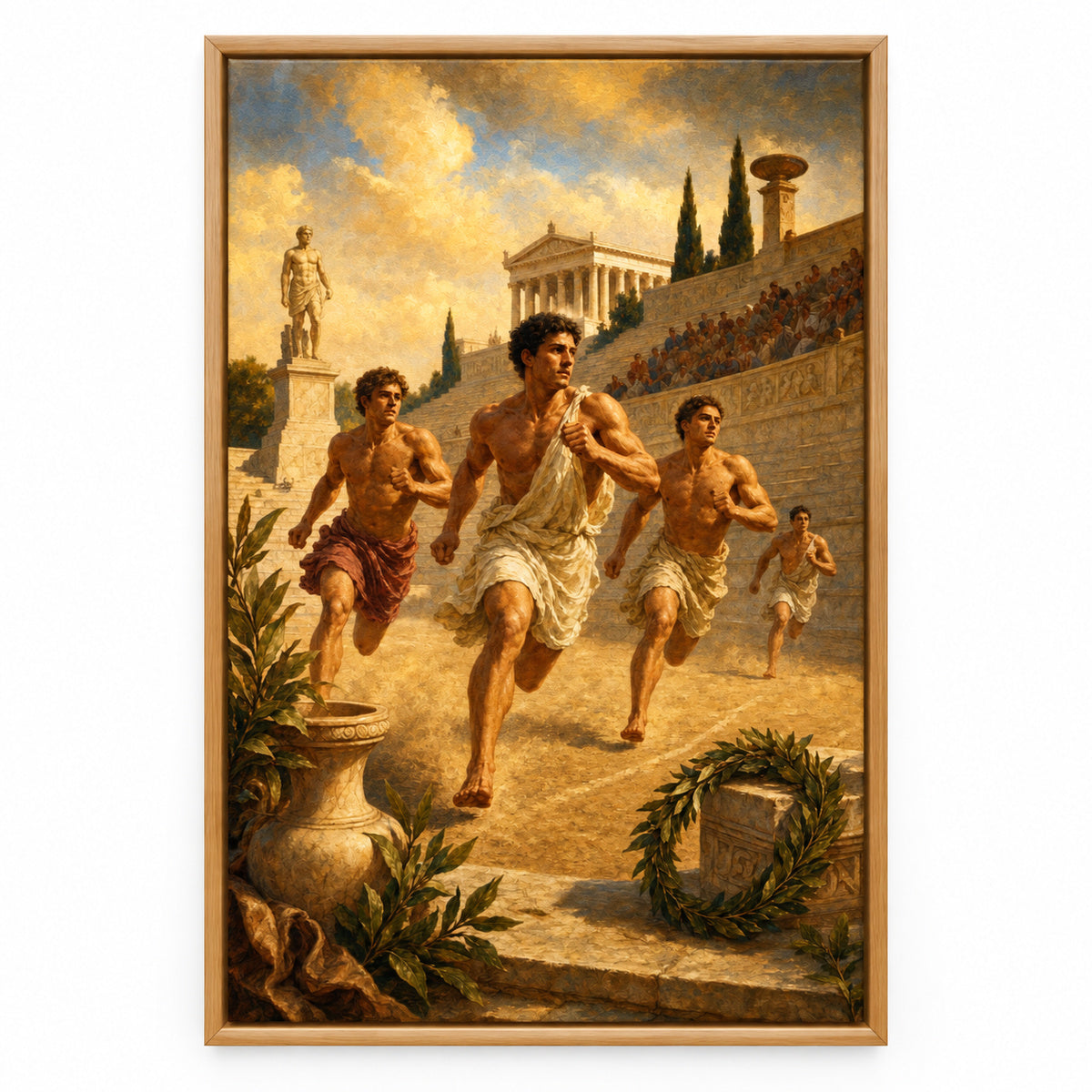 Ancient Greek Runners Classical Sports Oil Painting Canvas Wall Art | brown_sku